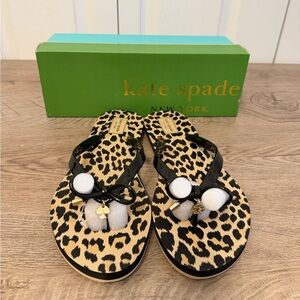 Kate Spade New York Sz 9 Nova Leopard Print Flip Flop Sandals NIB